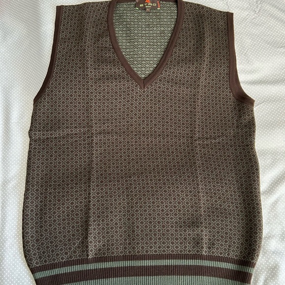 Vintage Etro Men's Brown Patterned Sweater Vest